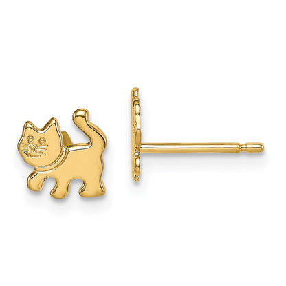 14k Yellow Gold Kitten Earrings