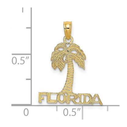 14k Yellow Gold FLORIDA Palm Tree Charm Pendant for Women