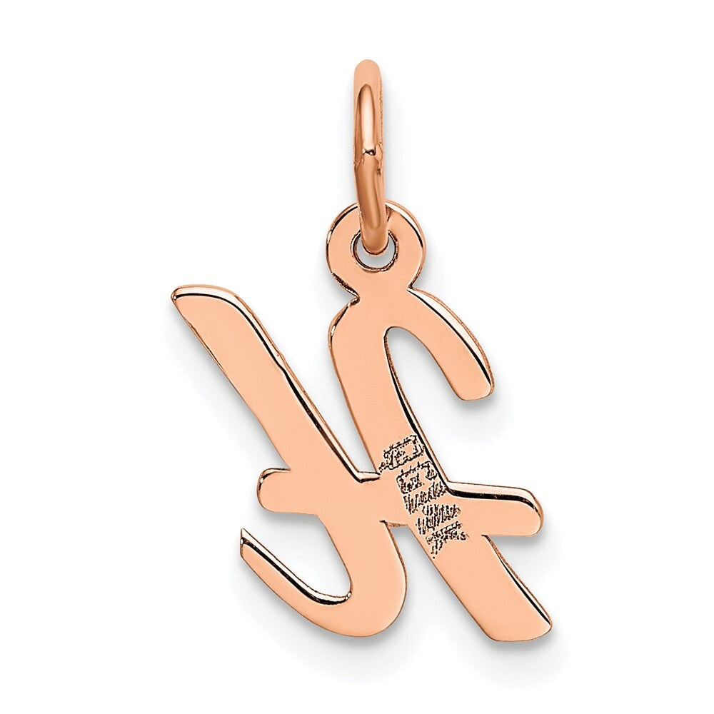 14k Rose Gold Small Script Letter H Initial Charm Pendant for Women