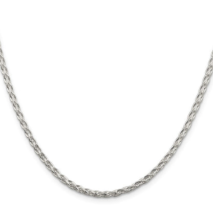 Sterling Silver 2.85mm Diamond-cut Round Spiga Chain Necklace