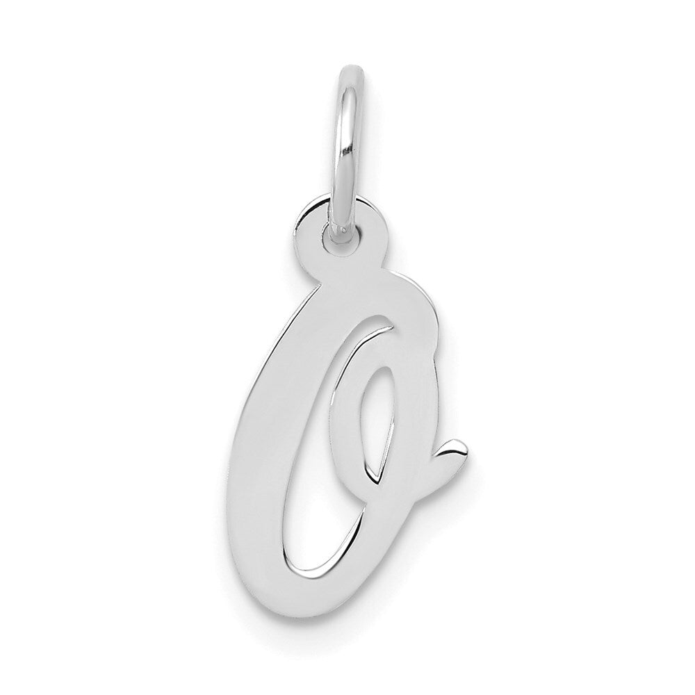 14k White Gold Small Script Letter O Initial Charm Pendant for Women