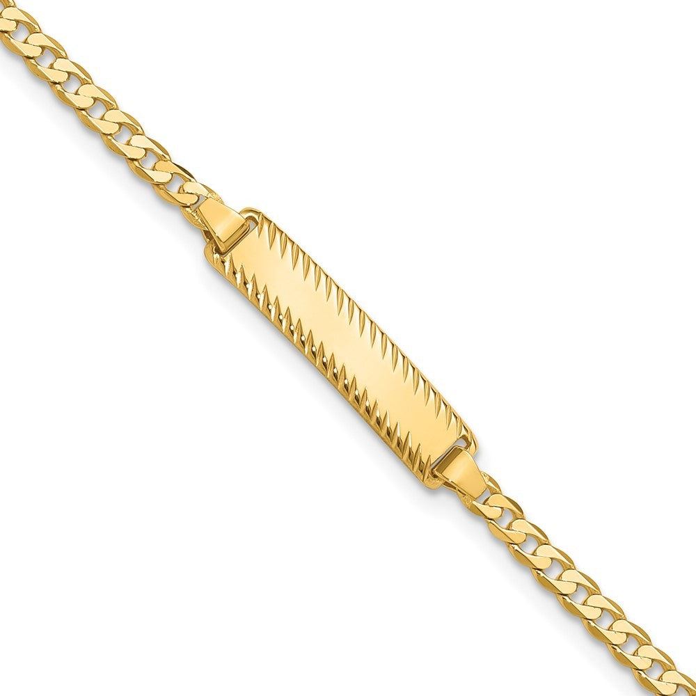 14k Yellow Gold Solid Chain Curb Link Diamond-cut 20x5mm Plate 8" ID Bracelet