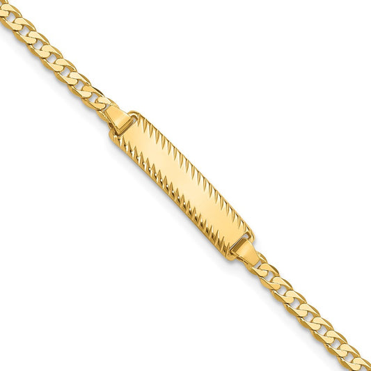 14k Yellow Gold Solid Chain Curb Link Diamond-cut 20x5mm Plate 8" ID Bracelet