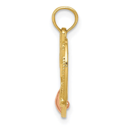 14k Two-tone Gold #1 WIFE in Heart with Heart Pendant for Women