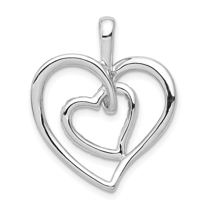 14k White Gold 1/10ct. Diamond Double Heart Pendant for Women