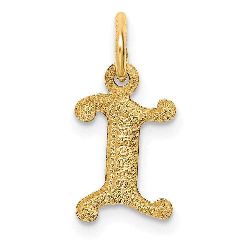14k Yellow Gold Letter I Initial Charm Pendant