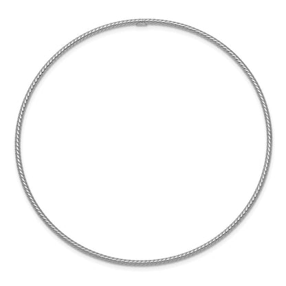 14k White Gold Polished Textured Twist 1.50mm Slip-on Round Bangle Bracelet