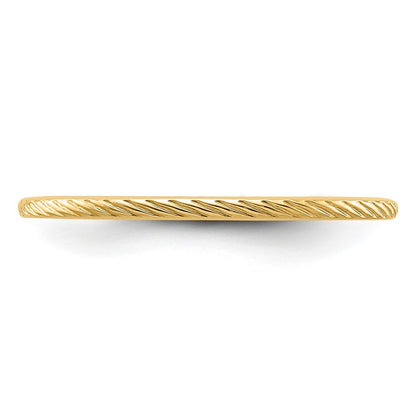 14k Yellow Gold 1.2mm Twisted Wire Pattern Stackable Band Ring Size 9