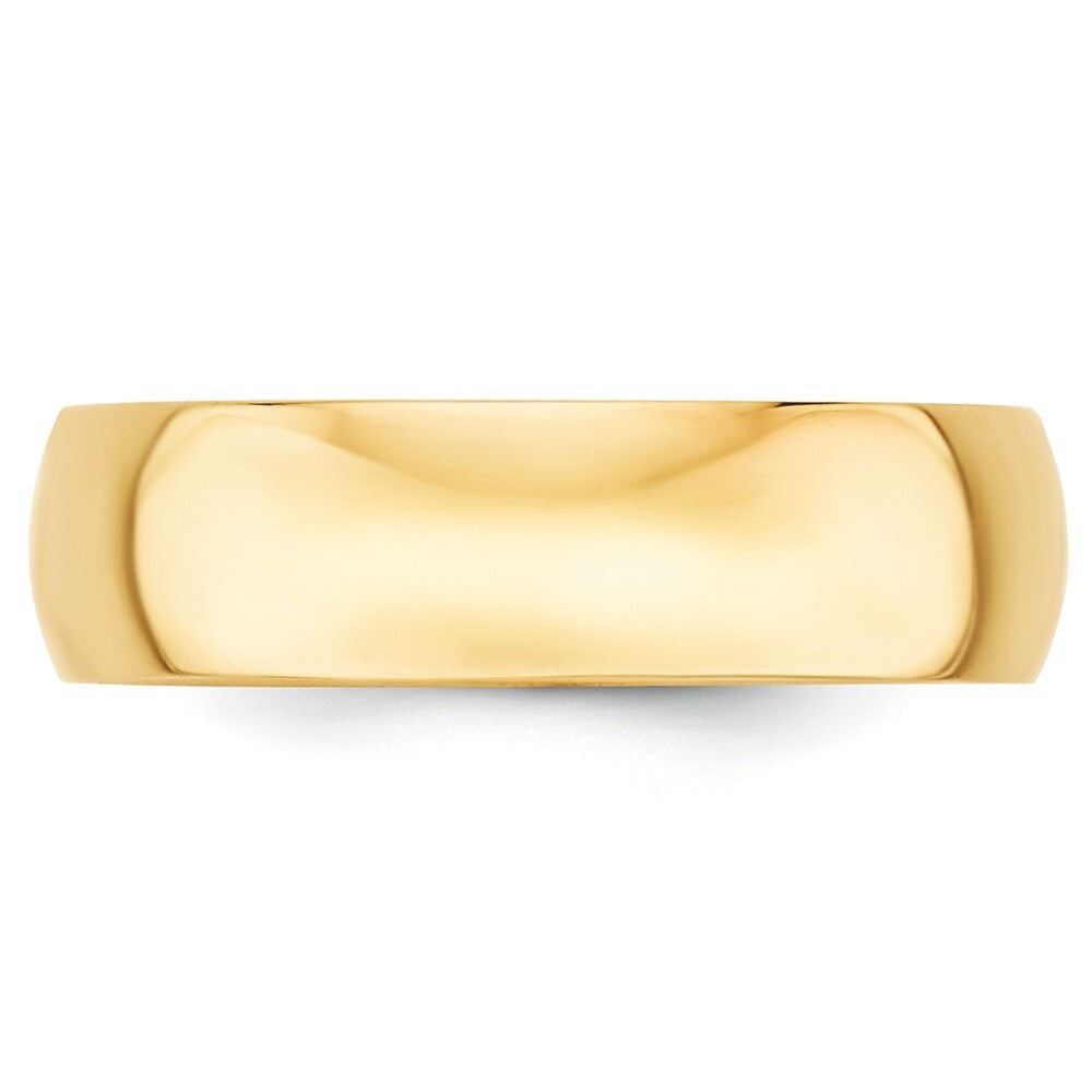 14K Yellow Gold Yellow Gold 6mm Lightweight Half Round Wedding Band Size 5
