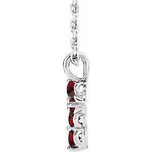 14k White Gold Natural Mozambique Garnet Cross Pendant Necklace 16-18"