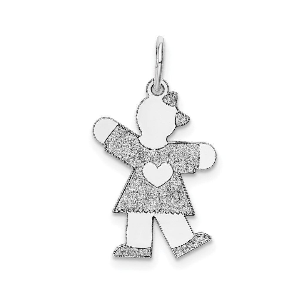 14k White Gold Kid Charm Pendant for Women