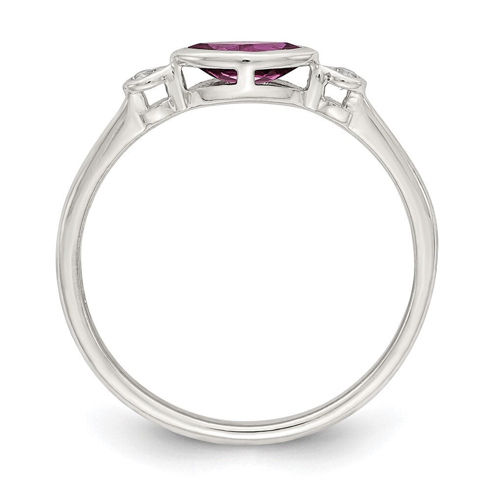 Sterling Silver Rhodium-plated Polished Rhololite and White Topaz Ring Size 8