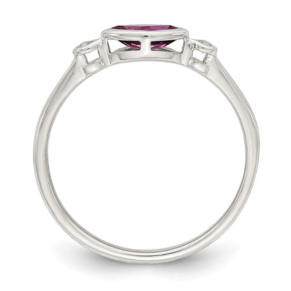 Sterling Silver Rhodium-plated Polished Rhololite and White Topaz Ring Size 8