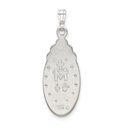 Sterling Silver White Epoxy & Crystal Miraculous Medal Pendant Pendant