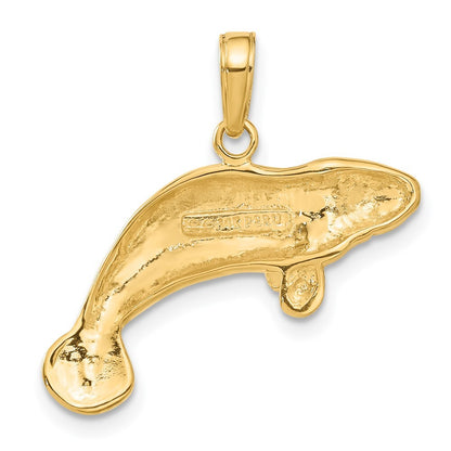 14k Yellow Gold Solid Polished Manatee Pendant for Women