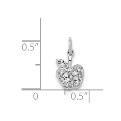 14k White Gold Diamond Apple Charm Pendant for Women