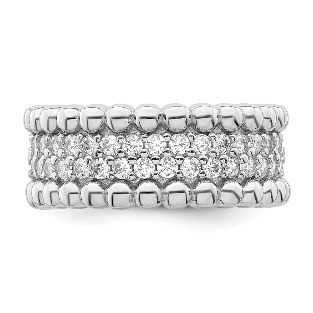 Sterling Silver Rhodium Plated Cubic Zirconia Ring Size 7