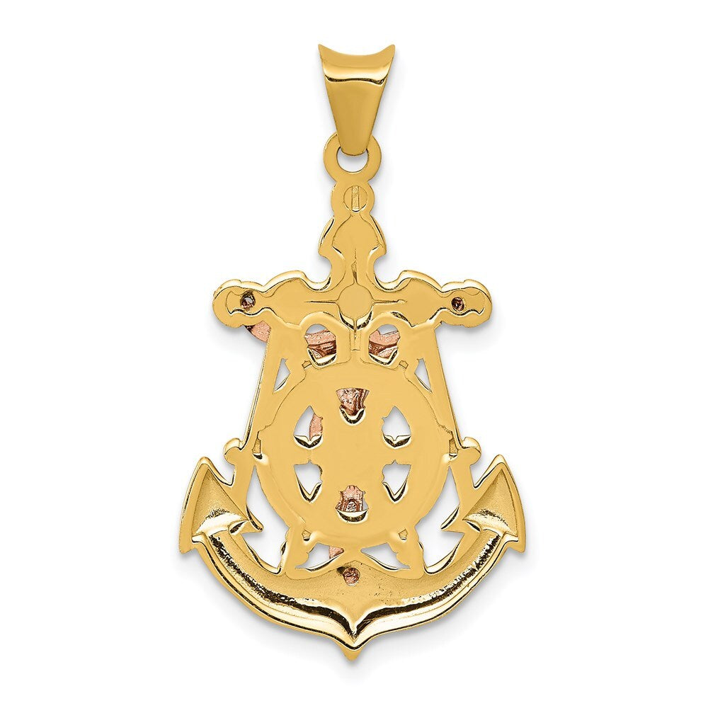 14k Tri-Color Gold Tri-Color Mariner Crucifix Pendant for Women