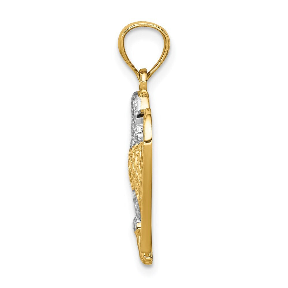 14k Yellow Gold White Rhodium Eagle Pendant for Women