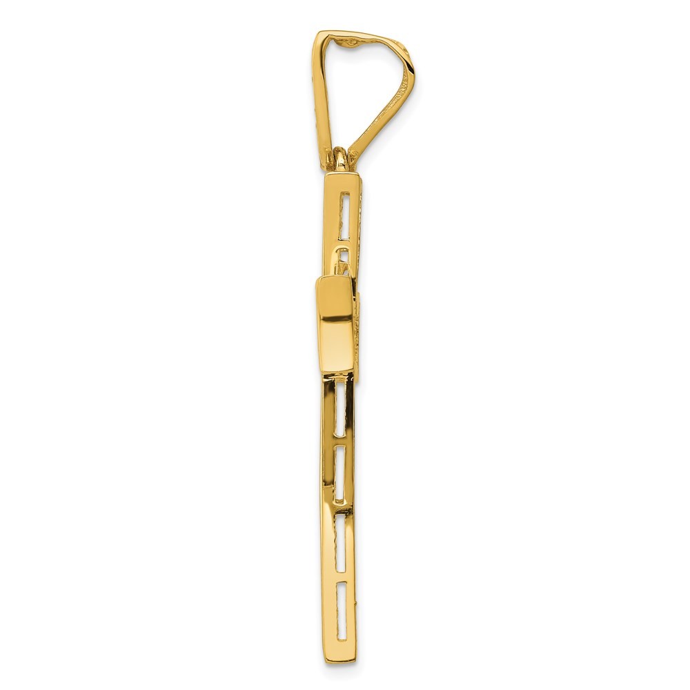 14k Yellow Gold w/Rhodium Micro Pav� Cubic Zirconia Large Cross Pendant