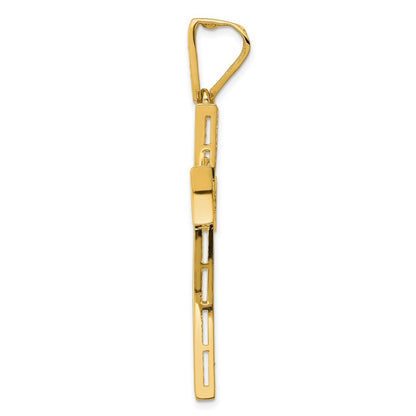 14k Yellow Gold w/Rhodium Micro Pav� Cubic Zirconia Large Cross Pendant