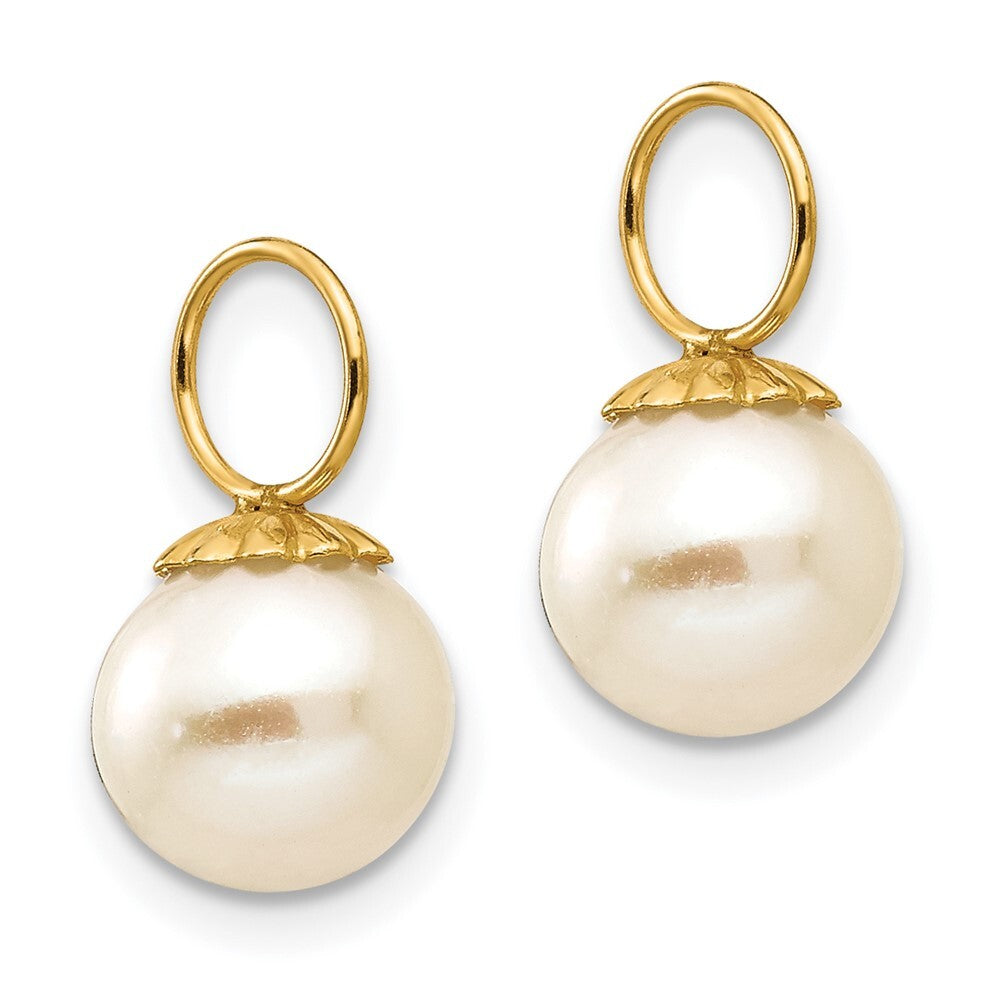 14k Yellow Gold FW Cultured Pearl Hoop Enhancers Gift for Women