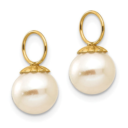 14k Yellow Gold FW Cultured Pearl Hoop Enhancers Gift for Women