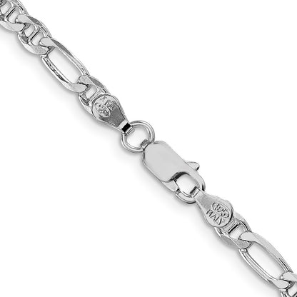 Sterling Silver Rhodium-plated 3.75mm Figaro Anchor Chain Necklace