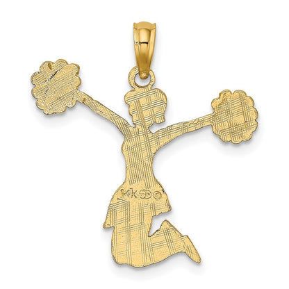 14k Yellow Gold Cheerleader Jumping with Pom-Pom's Charm