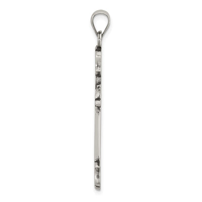 Sterling Silver Antiqued Budded Cross Pendant
