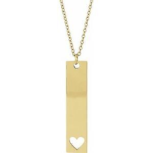 14k Yellow Gold Engravable Bar 16-18" Necklace Gift for Women