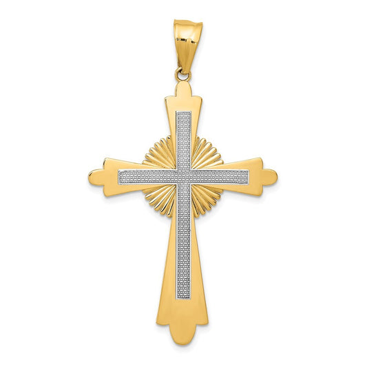 14k Two-tone Gold Polished Cross Pendant for Women