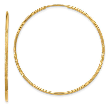 14k Yellow Gold 1.25mm Diamond-cut Endless Hoop Earring