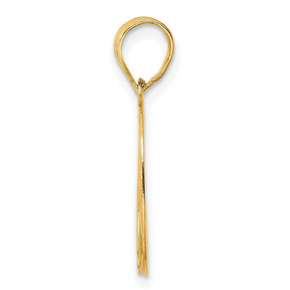 14k Yellow Gold Polished Etched Number 60 Pendant for Women