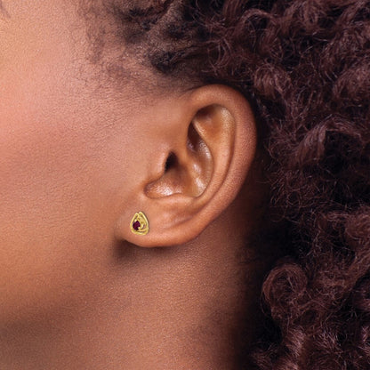 14k Yellow Gold Rhodolite Garnet Stud Earrings Gift for Women