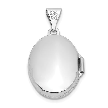 14k White Gold Floral Oval Locket Pendant for Women