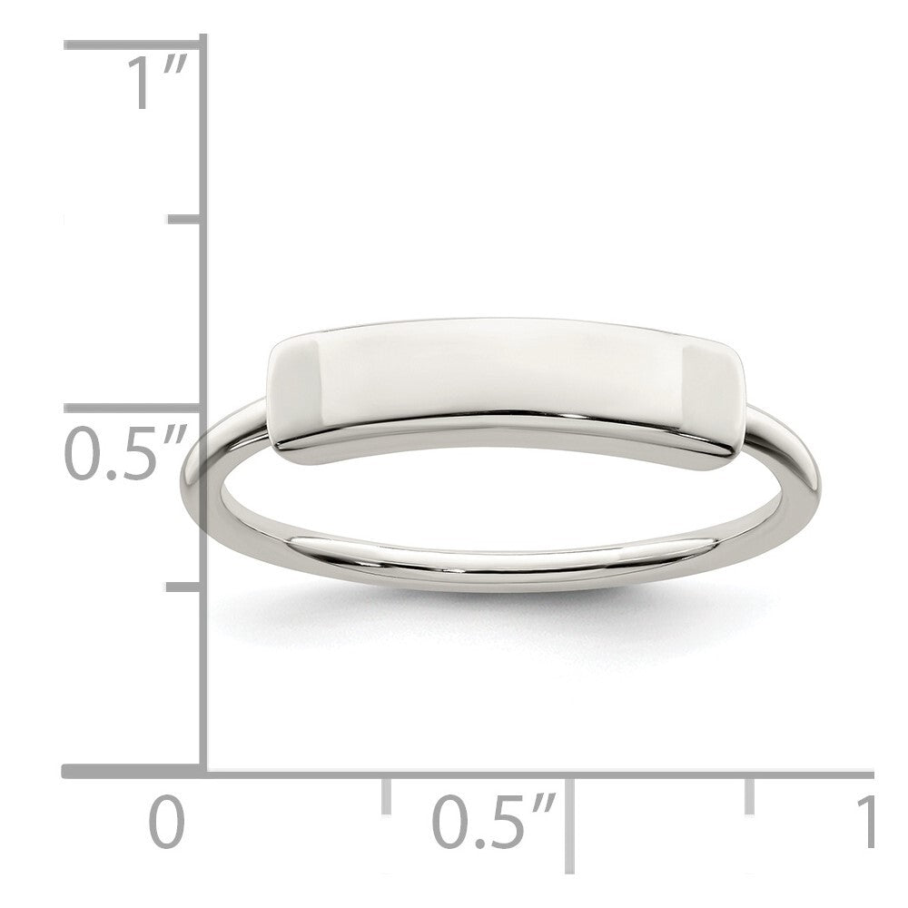 Sterling Silver Polished Engraveable Top Ring Size 7