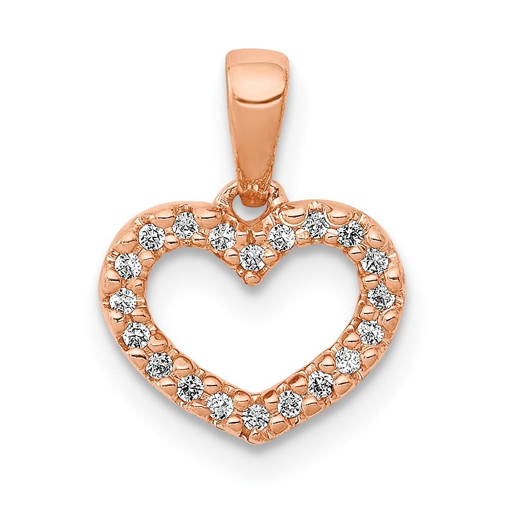14k Rose Gold .03ct. Diamond Heart Pendant for Women