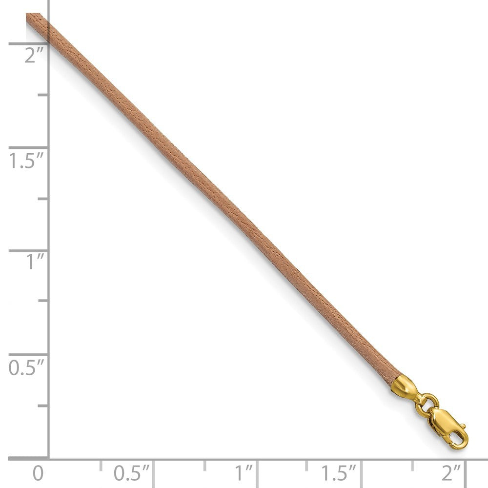 14k Yellow Gold Yellow Clasp 2mm 18 inch Natural Leather Cord Necklace