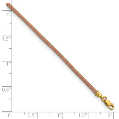 14k Yellow Gold Yellow Clasp 2mm 18 inch Natural Leather Cord Necklace