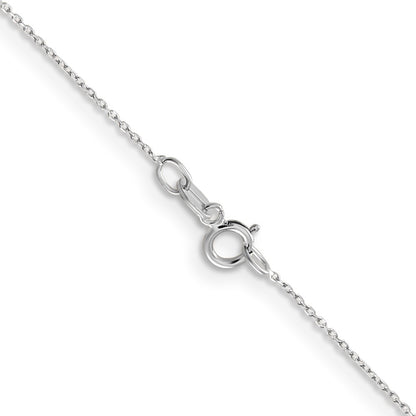 14K White Gold 20 inch .6mm Diamond-cut Round Open Link Cable Chain Necklace