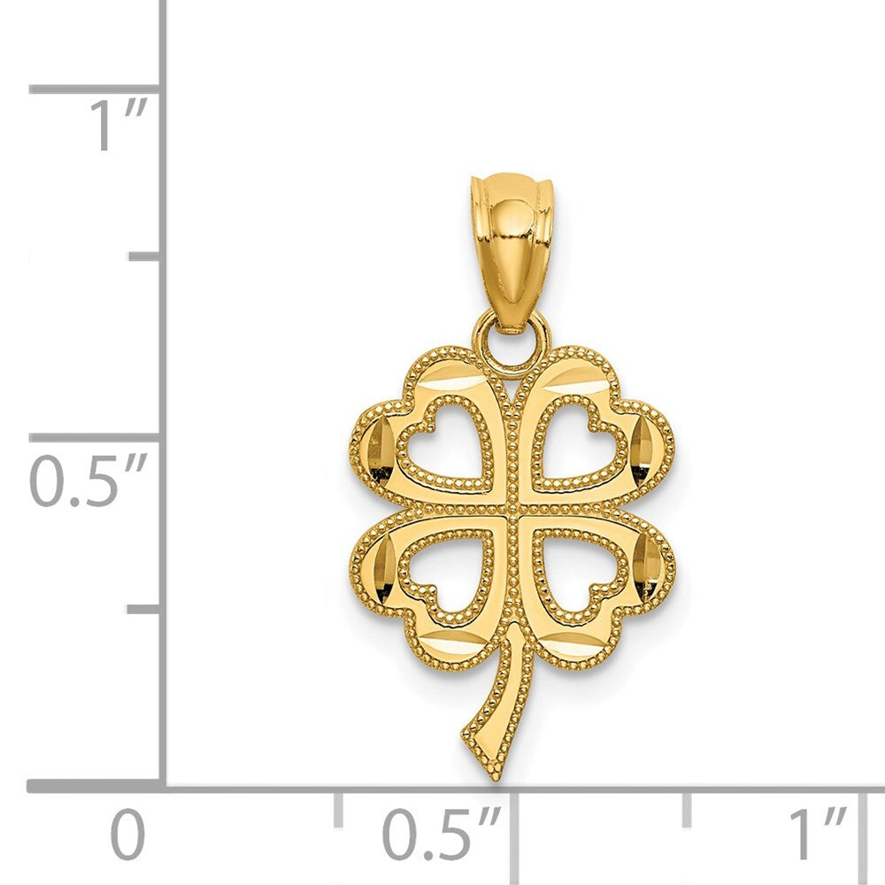 14k Yellow Gold Four Leaf Clover Pendant for Women