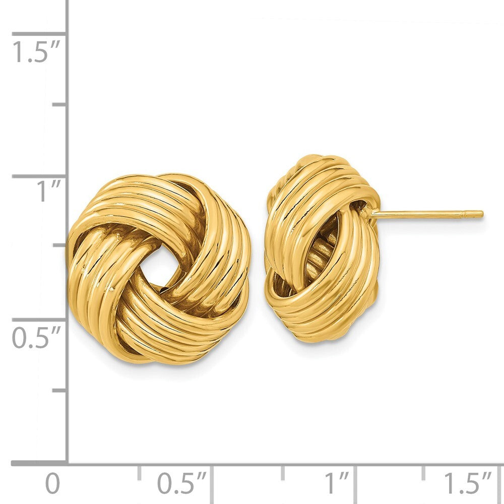 14k Yellow Gold Polished Love Knot Stud Earrings