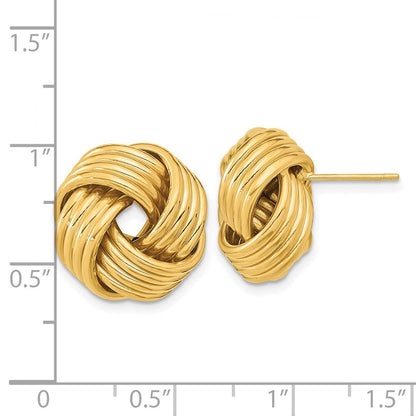 14k Yellow Gold Polished Love Knot Stud Earrings