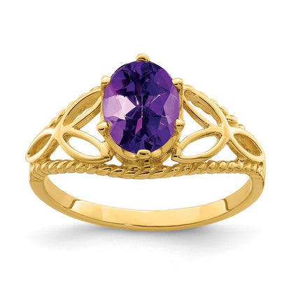 14k Yellow Gold 8x6mm Oval Amethyst ring