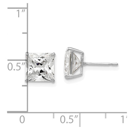 14k White Gold 7mm Square Cubic Zirconia Stud Earrings Gift for Women