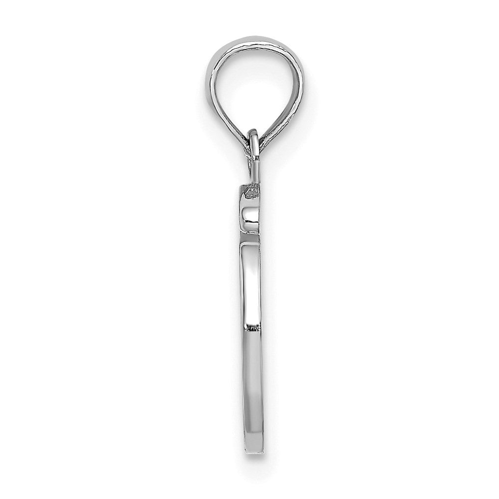 14K White White Gold Script Letter O Initial Pendant