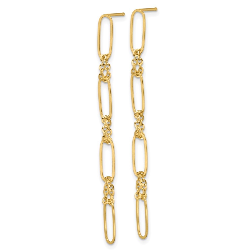 14k Yellow Gold Polished Fancy Paperclip and Chain Link Dangle Earrings