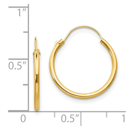 14k Yellow Gold Hoop Earrings Gift for Women