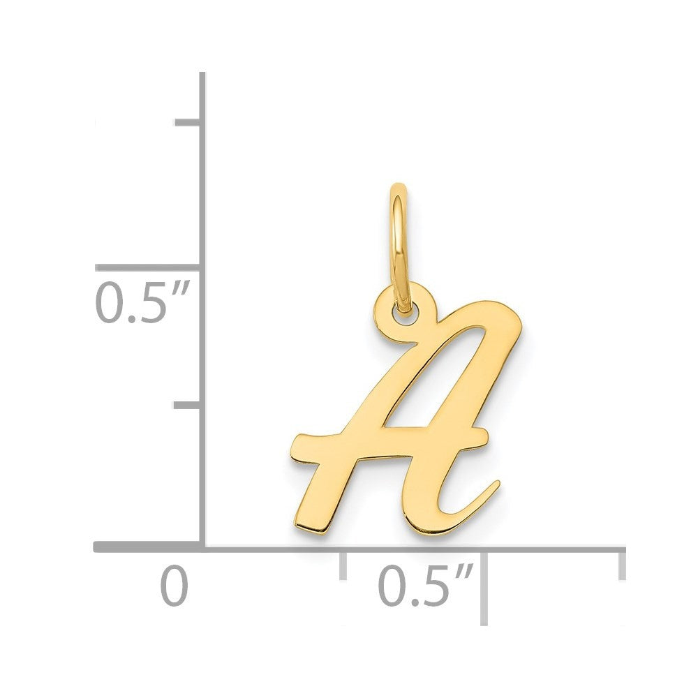 14k Yellow Gold Small Script Letter A Initial Charm Pendant